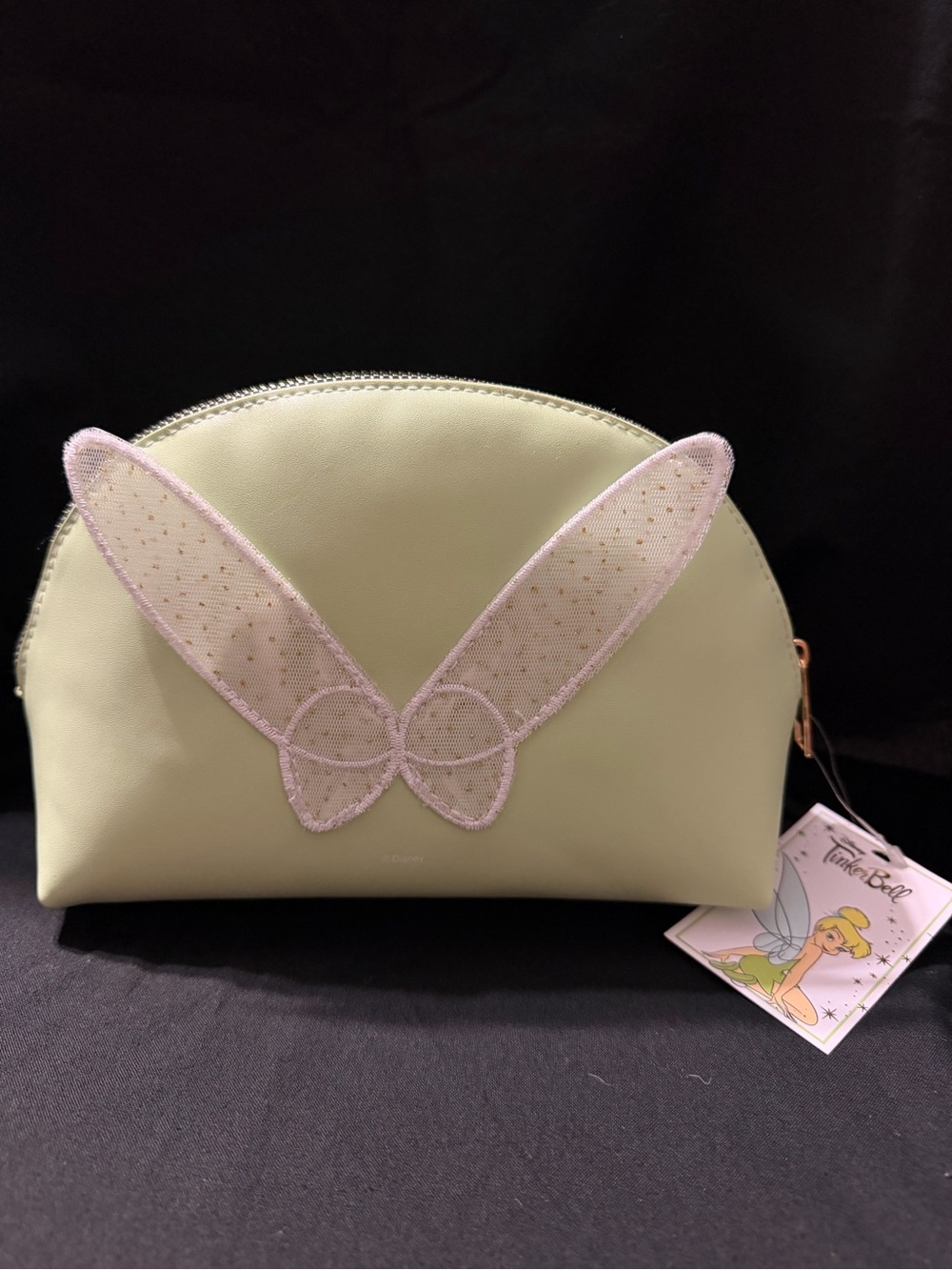 Claire's Pale Green Cosmetic Pouch with Pink Fairy Wing Appliqué